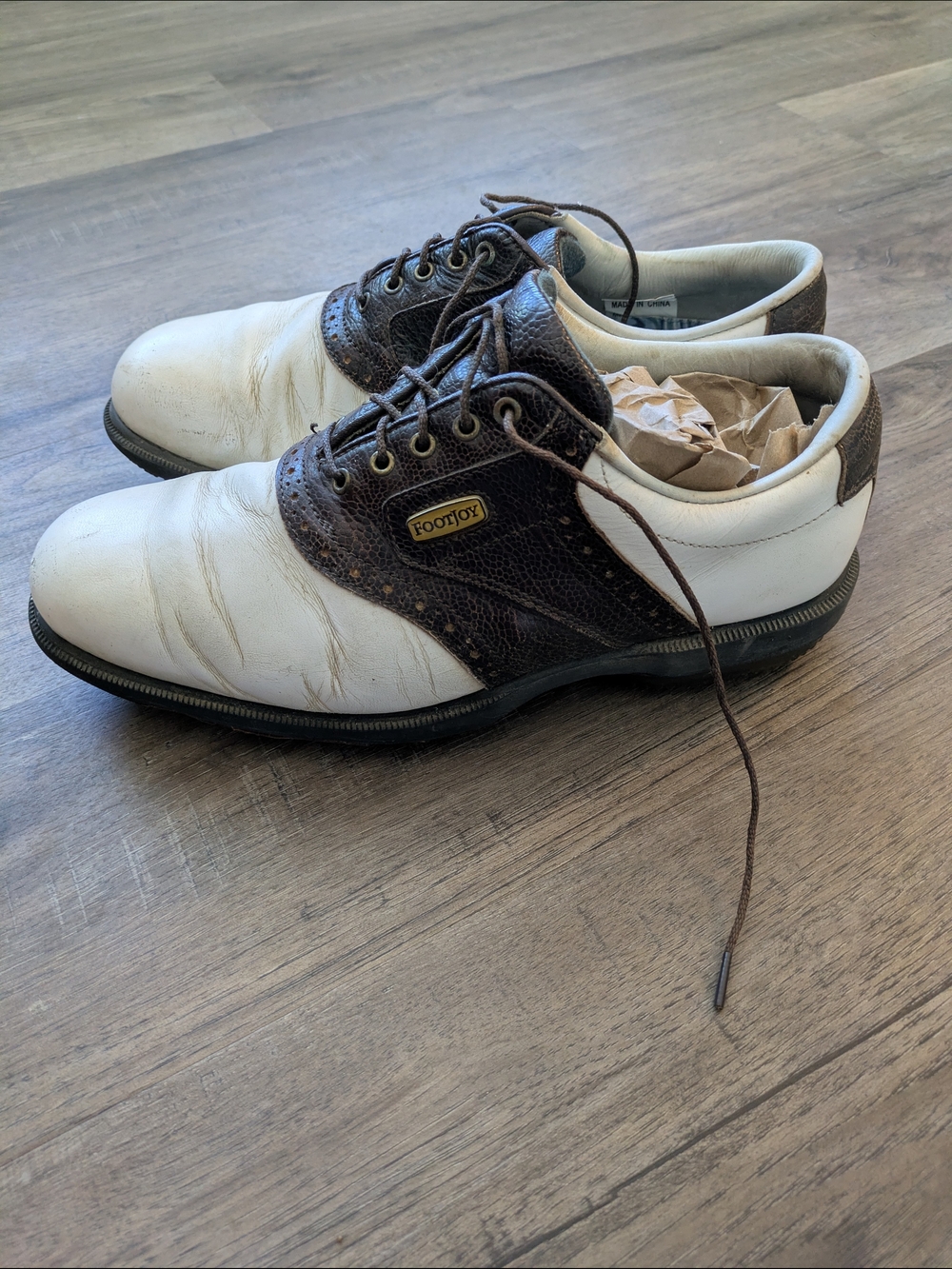 FootJoy Women’s Two-Tone White and Brown Golf Shoes